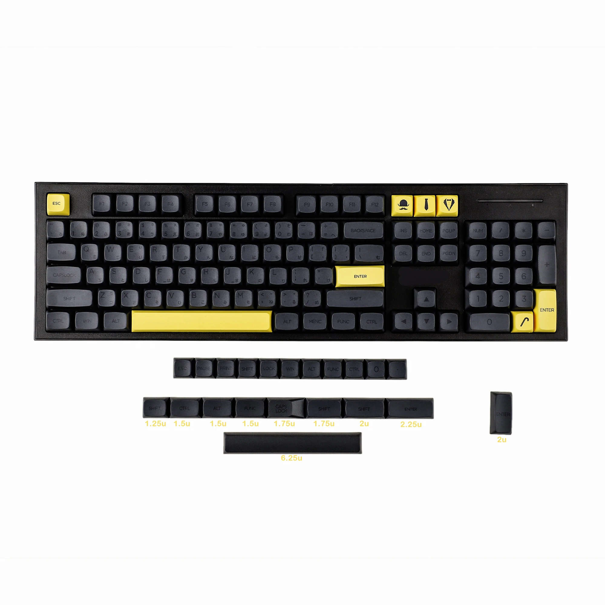 YMDK-japonês XDA Perfil Cavalheiro Keycaps, 125 ZDA
