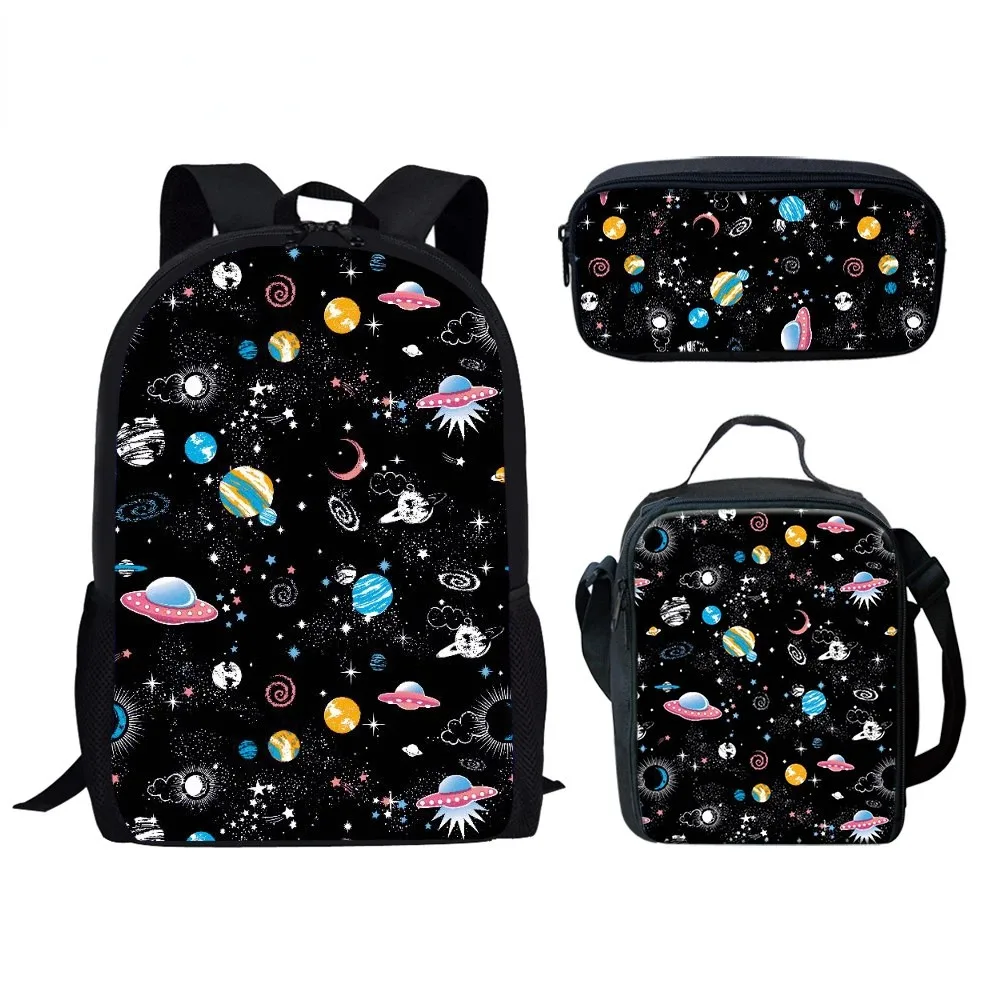 Student School Backpack with Astronaut 3D Printing, Laptop Backpack, Lunch Backpack, Pencil Case, Fantasy Space, Harajuku,