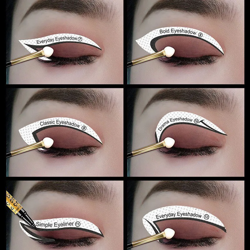 12pairs/24PCS Template To Delineate Eyes Eyeliner Stencil Mold Template Shaping Eyebrow Stencil Makeup Tool Stickers Card Brow