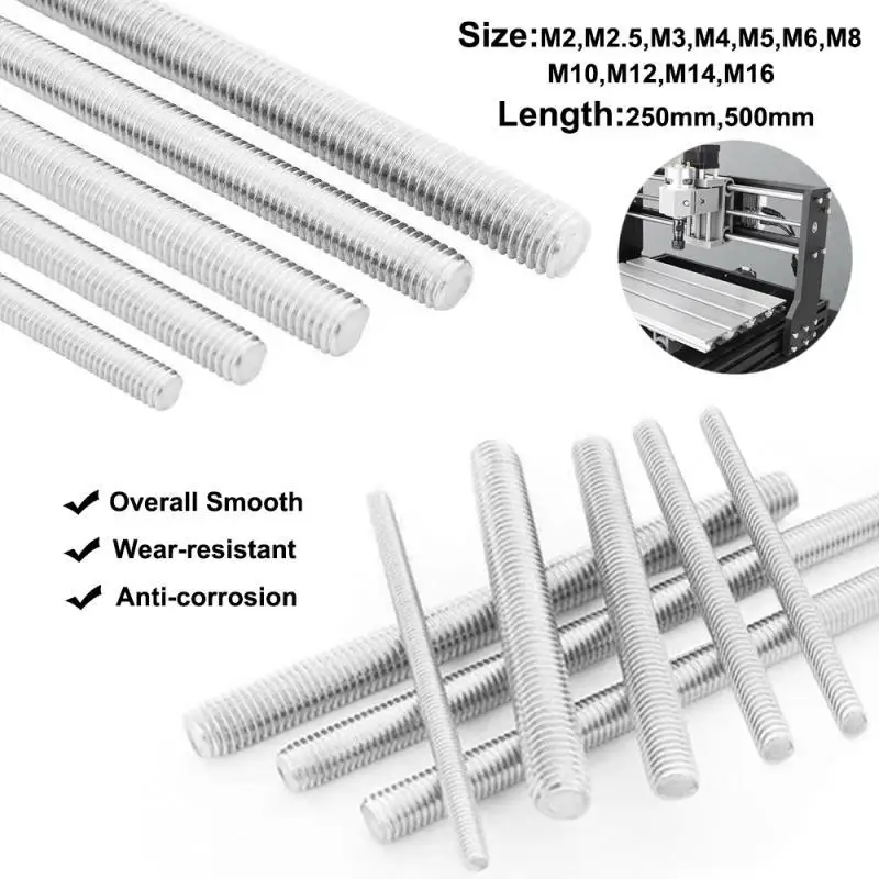 Threaded Rods In Brass &amp; 304 Stainless Steel - M2 M3 M4 M5 M6 M8 Sizes 250mm To 500mm 453206