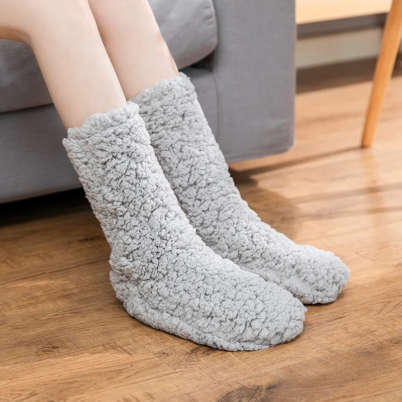 

1Pair Adult Thickened Winter Thermal Cashmere Socks Floor Socks Women's Carpet Home Coral Velvet Sleep Socks Slippers Leg Cover