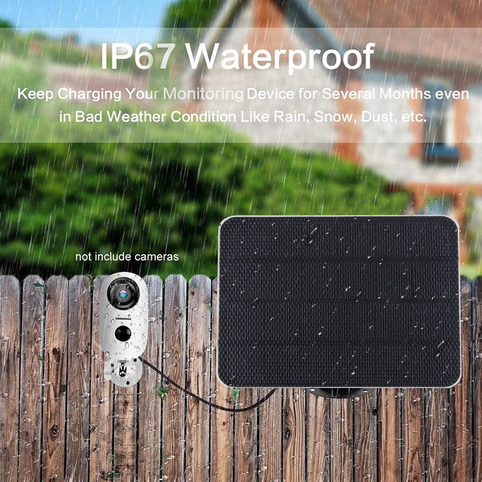 5V 10W Portable Solar Panel Charger For Camera Security Wireless Doorbell