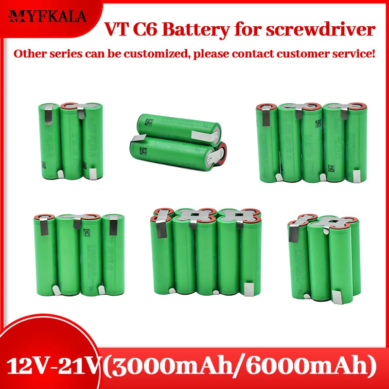 

12V-21V series connection VTC6 Battery Pack US18650VTC6 （3000mah-6000mAh） Battery 30A for 18V Screwdriver Battery Customize