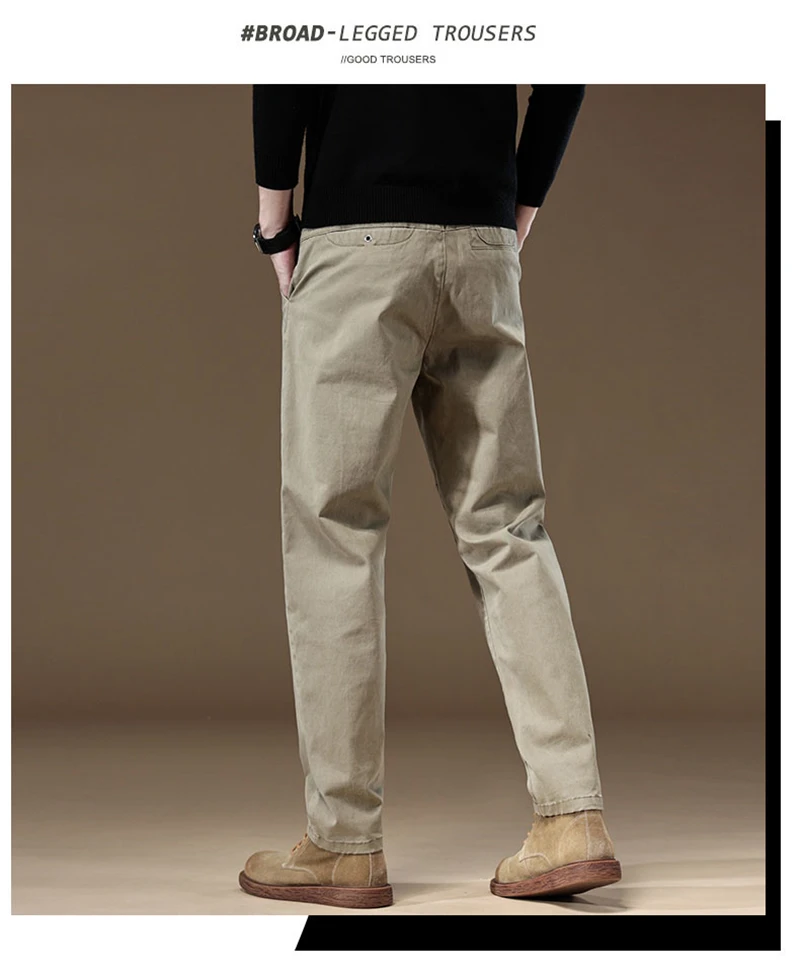 2024 New Spring Autumn Men's Cargo Work Pants 97%Cotton Thick Solid Color Wear Korean Grey Casual Trousers Male Plus Size 38 40