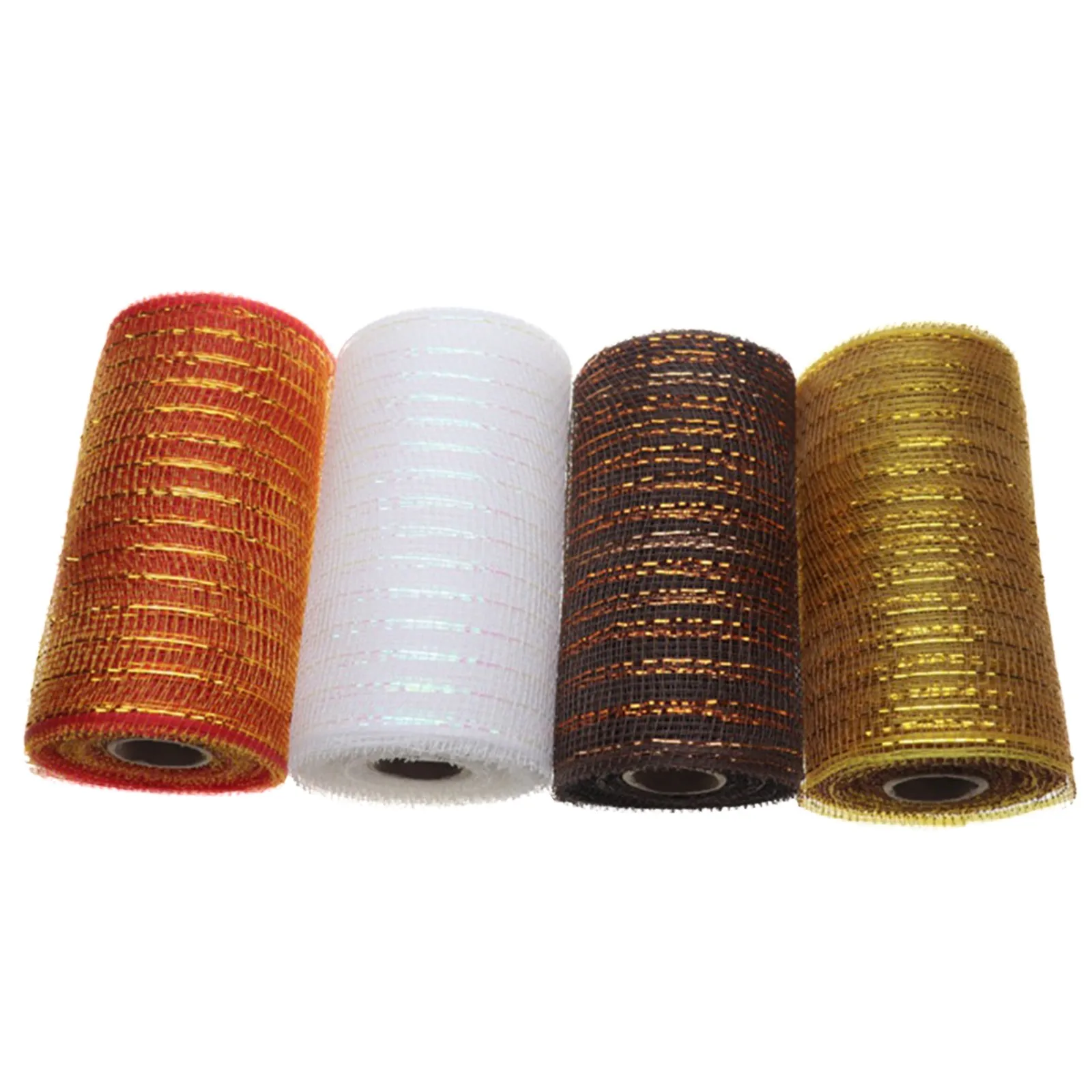 Deco Poly Metallic Mesh Ribbon, 10 inch x 30 Feet - Chocolate Brown with Copper Foil