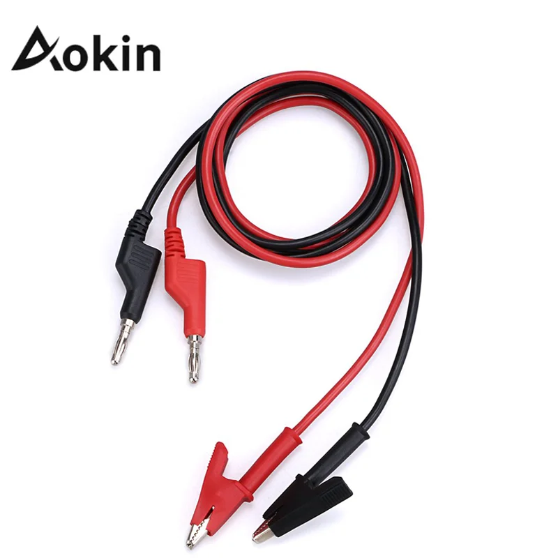 2Pcs 1M Double End Test Lead Wire 4mm Banana Plug Alligator Clip Crocodile 15A Multimeter DIY