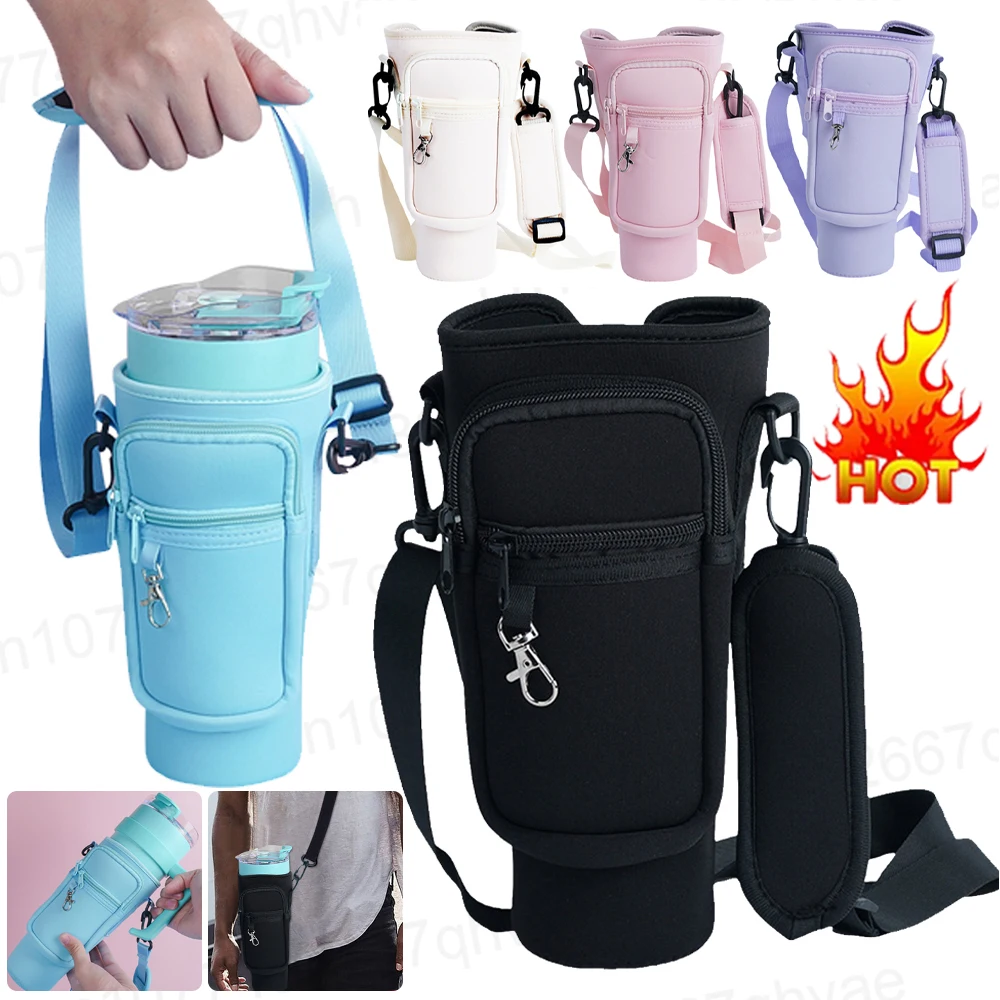 Hugs Idea Neoprene Insulated Water Bottle Carry Bag With Shoulder Strap
