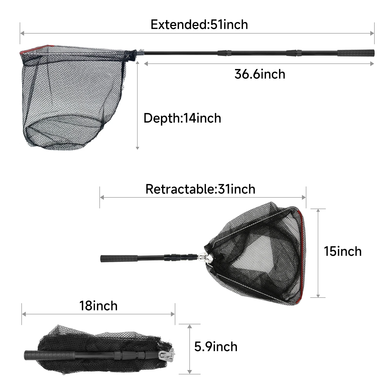 SAN LIKE collapsible Telescopic Pole Fishing Net - Folding Extend