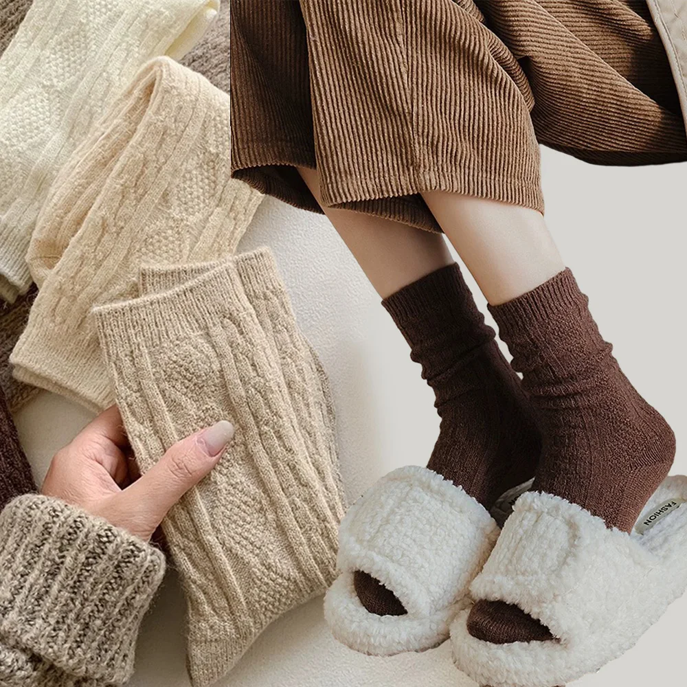 

Cashmere Women Wool Socks Warm Winter Thicken Fuzzy Casual Solid Color Comfortable Home Sock Soft Long Thermal Sleep Floor