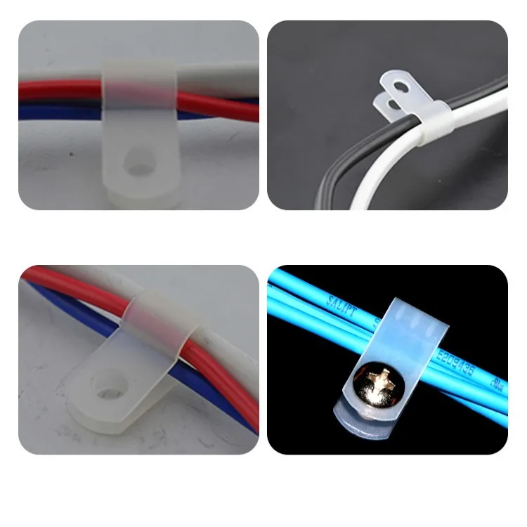 100pcs Nylon Wire Fixing Clip white black R-type Cable Clamp Organizer Cord Clips Wire Management Wiring Routing Fixing Button