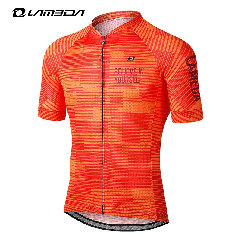 LAMEDA Summer Cycling Jersey for Men Orange Short Sleeve Men's MTB Team