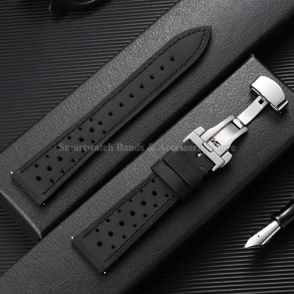 Vintage Leather Watch Strap - Universal Breathable Bracelet with Folding Buckle