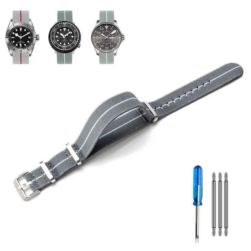 Elastic Nylon NATO Watch Strap - Multi-Size Diving Universal Bracelet