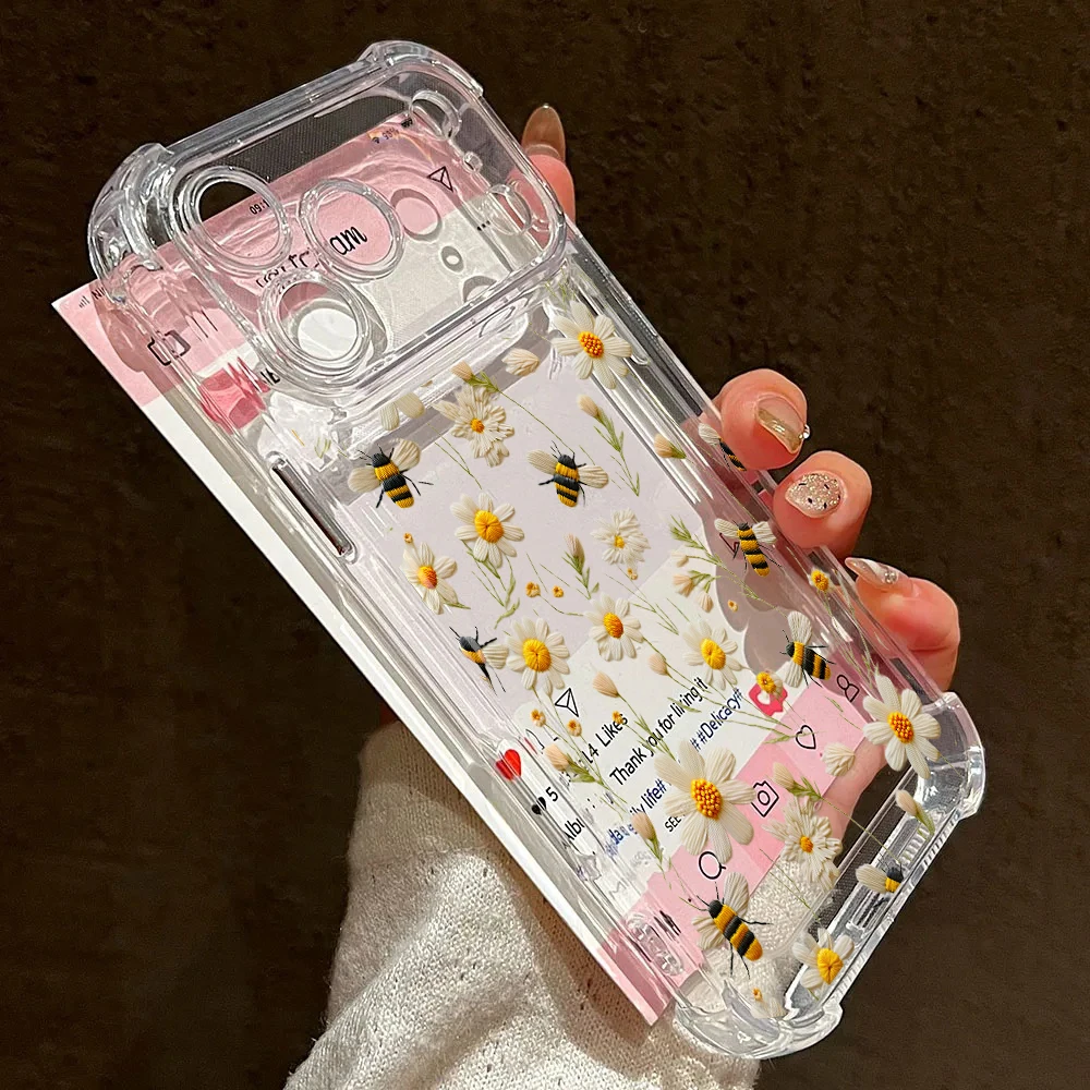 Clear Flower Leaves Shockproof Phone Case