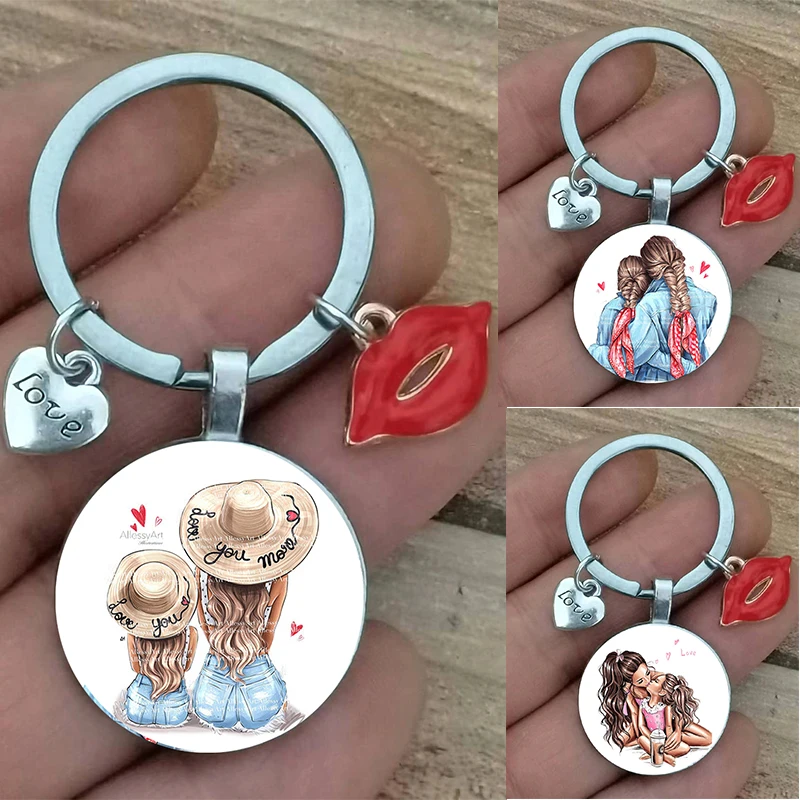 Lovely Hand Heart Family Mom Keychain Boys Girls Super Mama Key Ring Art  Photo Glass Cabochon Key Accessories Mother's Day Gift - AliExpress