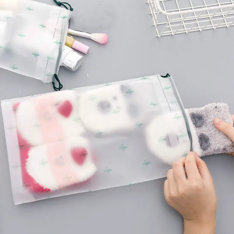 3 Sizes Cartoon Waterproof Travel Drawstring Storage Bags Shoes Pocket Clothes Underwear Cosmetic Organizer Travel Toiletry Bag