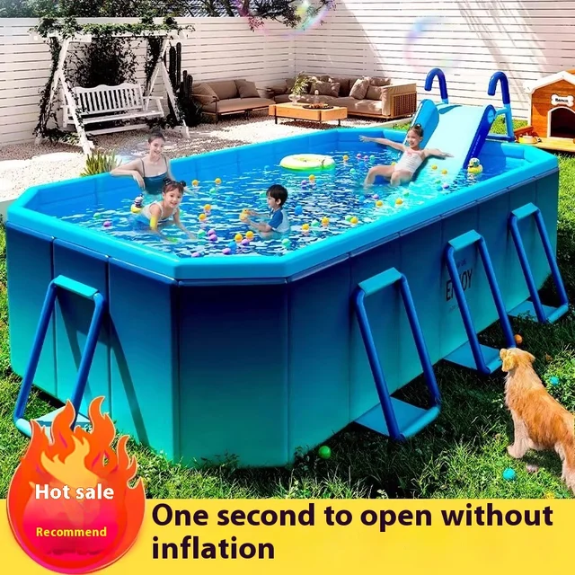 Piscine gonflable sans gonflable pour enfants, grande piscine familiale extérieure, aucune Installation requise, prête à l'emploi 1