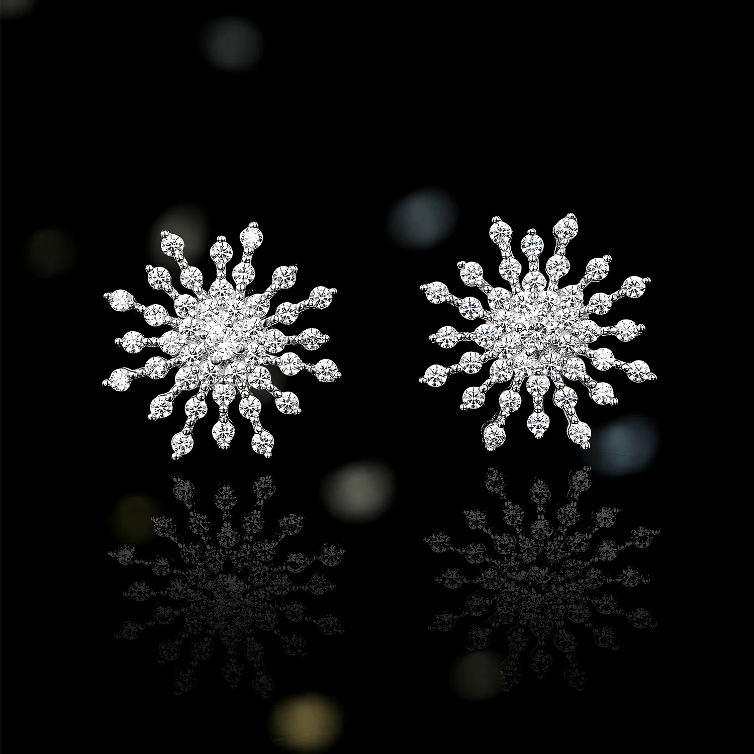 100% 925 Sterling Silver Snowflake Lab Sapphire Gemstone Ear Studs Orecchini Romantici Gioielleria Raffinata Per Le Donne All'Ingrosso
