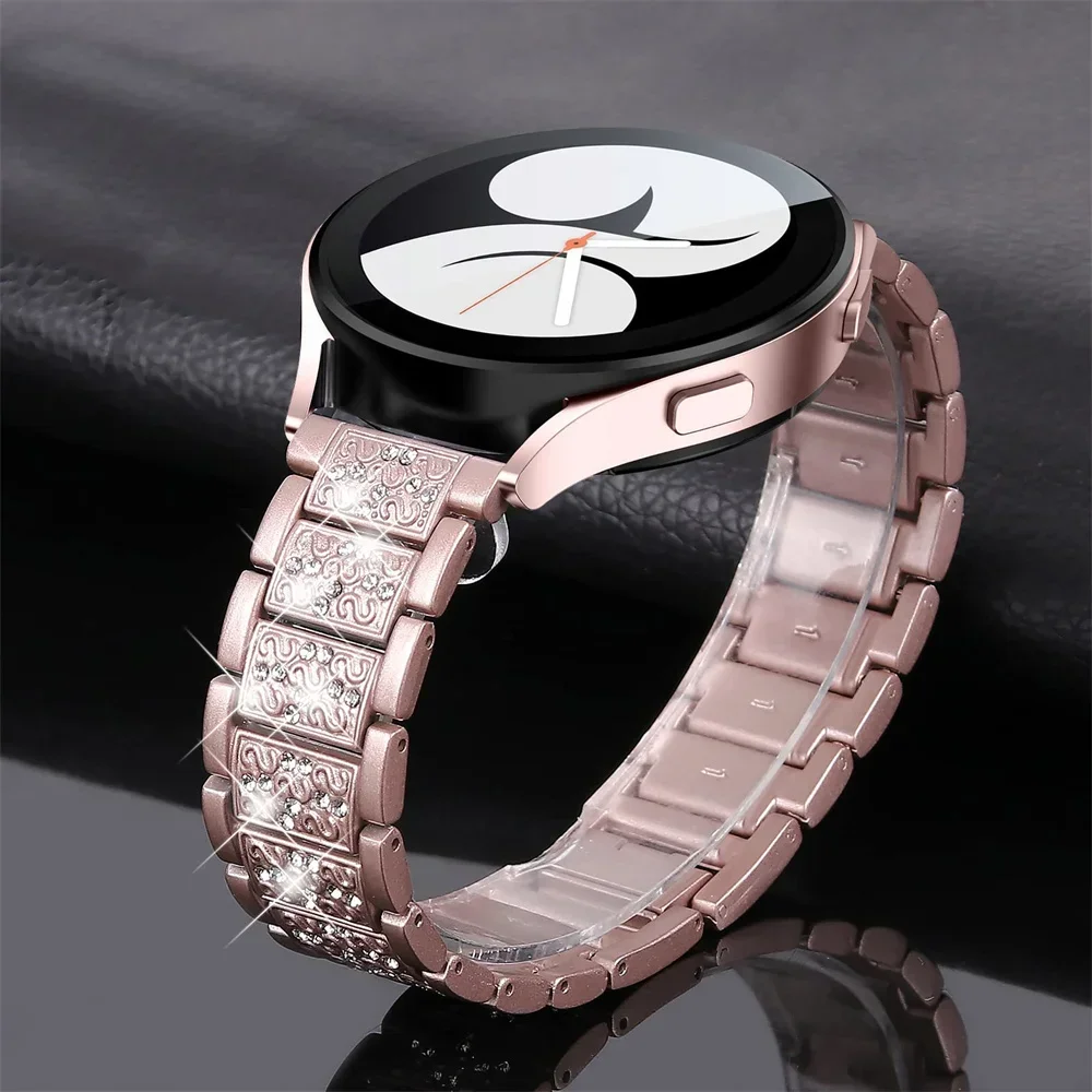 Elegant Diamond Metal Link Bracelet - Universal 20mm/22mm Strap