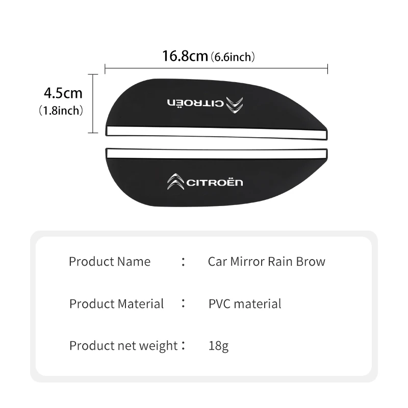 2-Piece Car Rearview Mirror Rain Eyebrow Protector Stickers