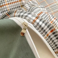 Nordic Plaid Pattern Wash Cotton Bedding Set Duvet Cover Pillowcase Bed Sheet Set Comforter Cover Bed Linens Set Queen King Size 5
