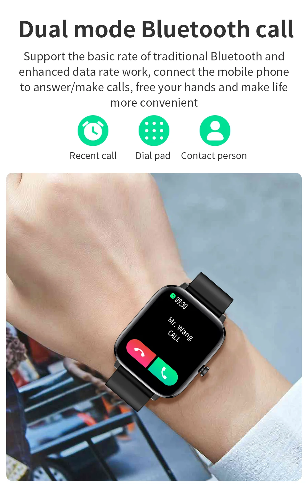 2022 Body temperature Bluetooth-compatibl calling Music control Heart rate Blood pressure  A variety of sports mode Smartwatch