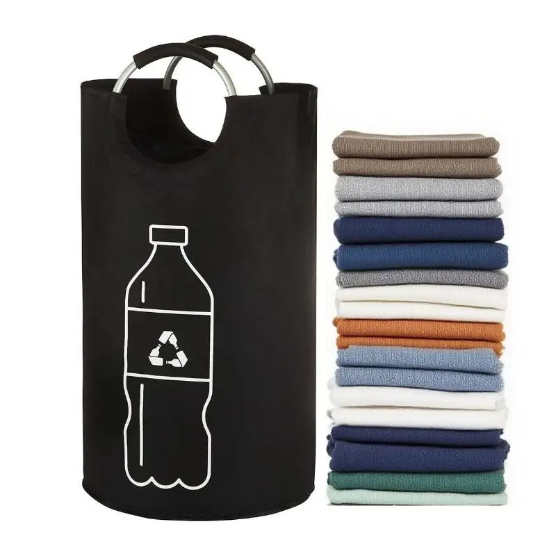 82L Empty Bottle Storage Basket Folding Kitchen Wastewater Bottle Collector Bag With Aluminum Handle Large Capacity Bin