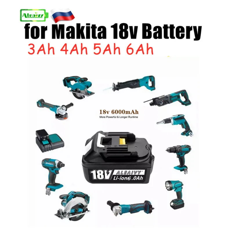 

WIth Charger BL1860 Rechargeable Battery 18V 4Ah 5Ah 6Ah Lithium Ion for Makita 18v Battery BL1840 BL1850 BL1830 BL1860B LXT400