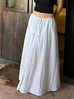 Summer Chic Women Y2k Vintage Maxi Skirt Fairycore High Waisted Tiered Swing Skirt Ruffle Aline Skirt E-girl Korean Streetwear 1