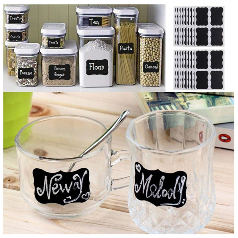 20/60 PCS 5x3.5cm Erasable Chalkboard Labels Sticker For Kitchen Jars Stickers Removable Waterproof Blackboard Sticker Label