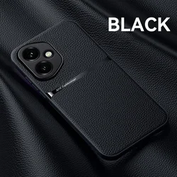 Luxury Shockproof Leather Magnetic Phone Case Cover for Honor 50 (Black)