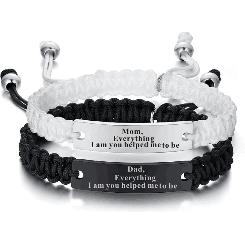 Браслеты из нержавеющей стали «папа», «все, я помог мне быть плетеным» браслетом, подарки для матери, отца Браслеты из нержавеющей стали «папа», «все, я помог мне быть плетеным» браслетом, подарки для матери, отца