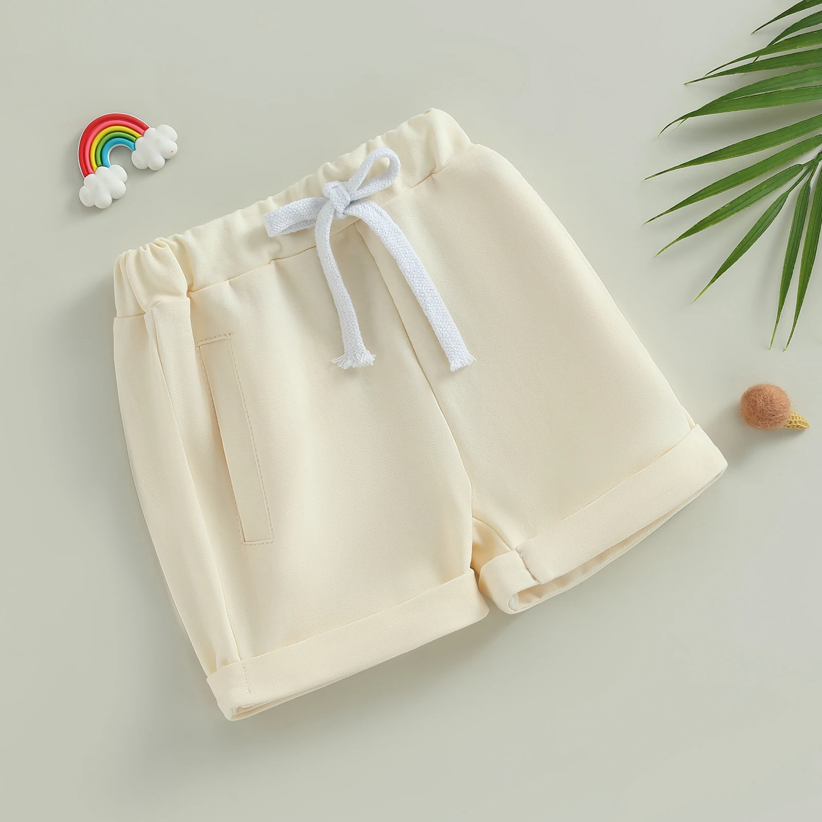 Pudcoco Toddler Kids Baby Boys Athletic Shorts Solid Color Elastic Casual Shorts Short Pants for Infant Newborn 0-3T