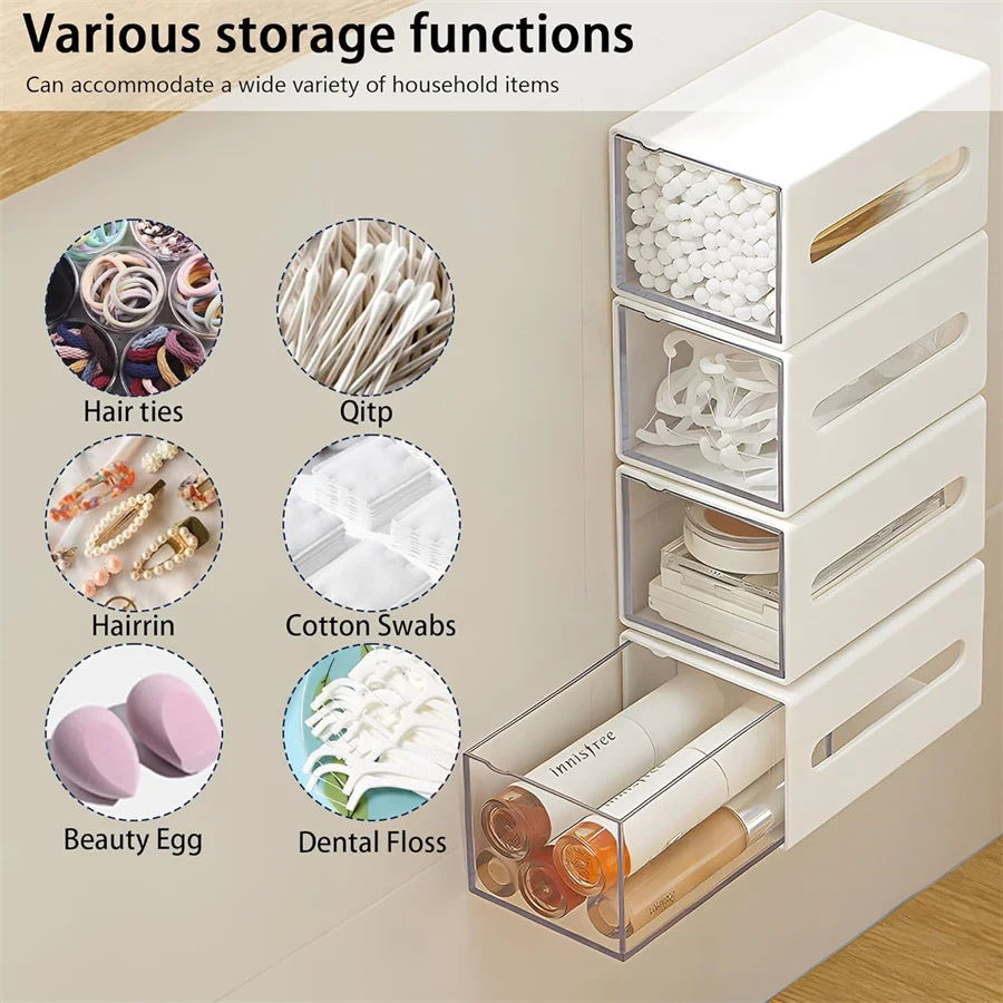 면봉 홀더 면봉, 치실, 면봉, 바다 클립, 머리끈, 욕실용 벽걸이형 디스펜서 주최자