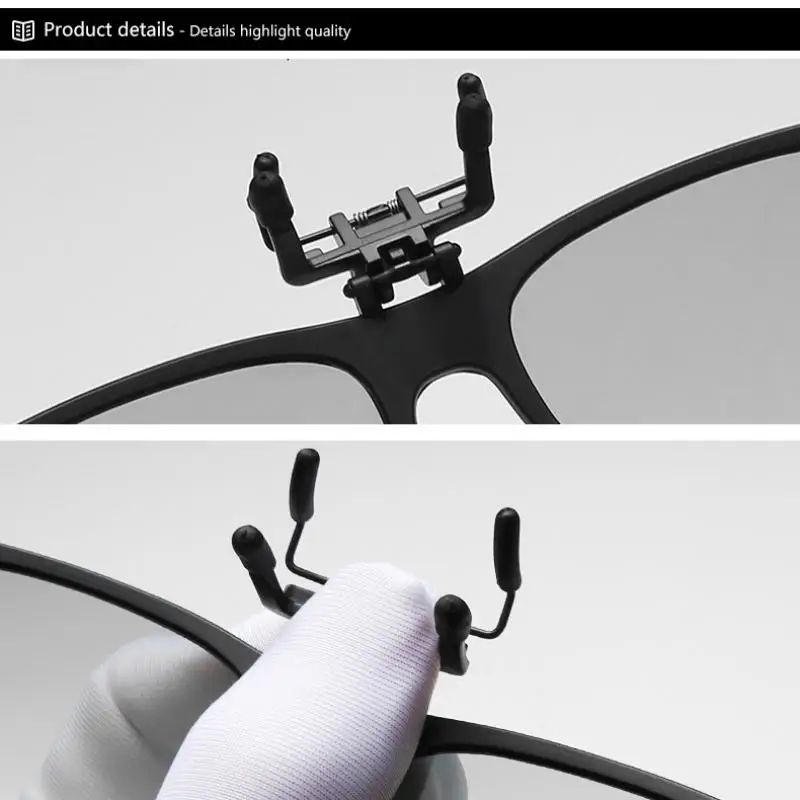 New TR90 Polarized Flip Up Clip on Sunglasses Men Women Photochromic Sunglasses Night Vision Anti Glare Driving Fishing_voghion.com
