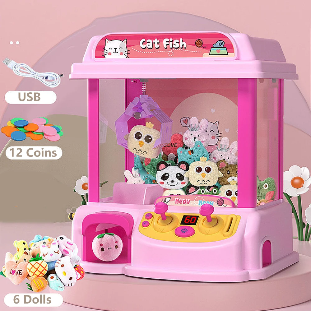 2023 New Miniature DIY Bear Doll Machine Rechargeable Music Cute Cat Doll Stuffed Animal Child Gashapon Playhouse Dollhouse Gift 3