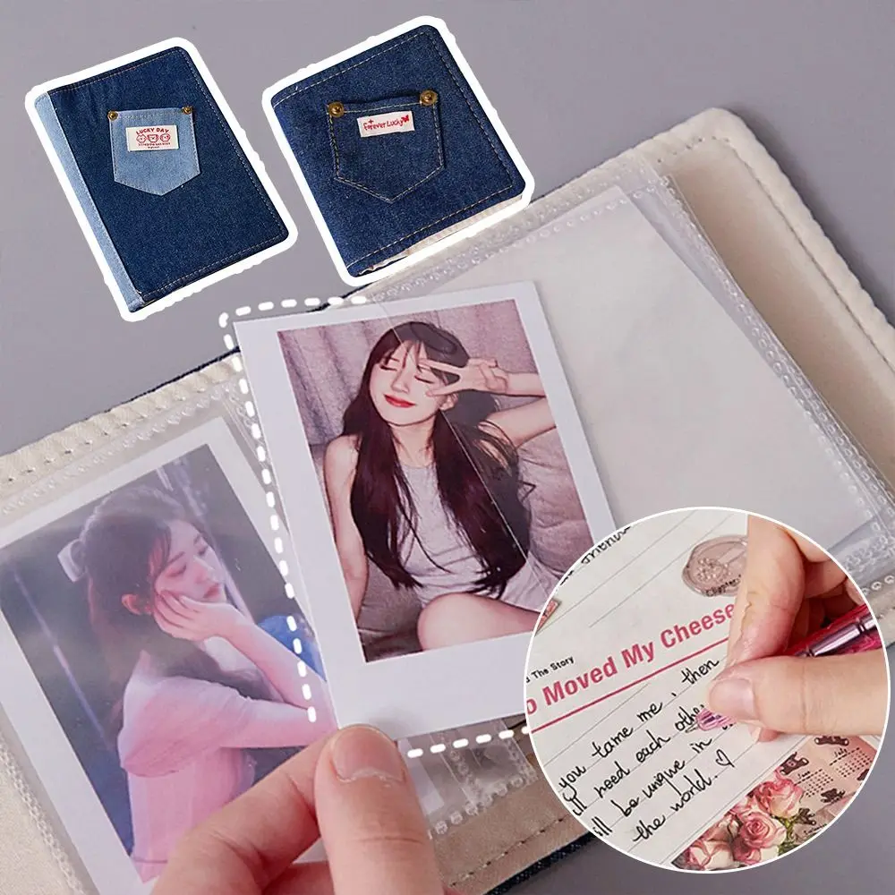 창의적인 DIY 커버 데님 노트 수첩 다이어리 포켓 바인더 저널 미니 카드 앨범
