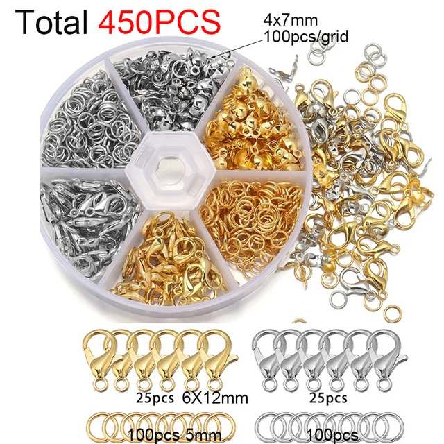 450-1450pcs/Box Jewelry Making Kits Lobster Clasp Open Jump Rings End Crimps Beads Box Sets Handmade Bracelet Necklace Findings L1 MI