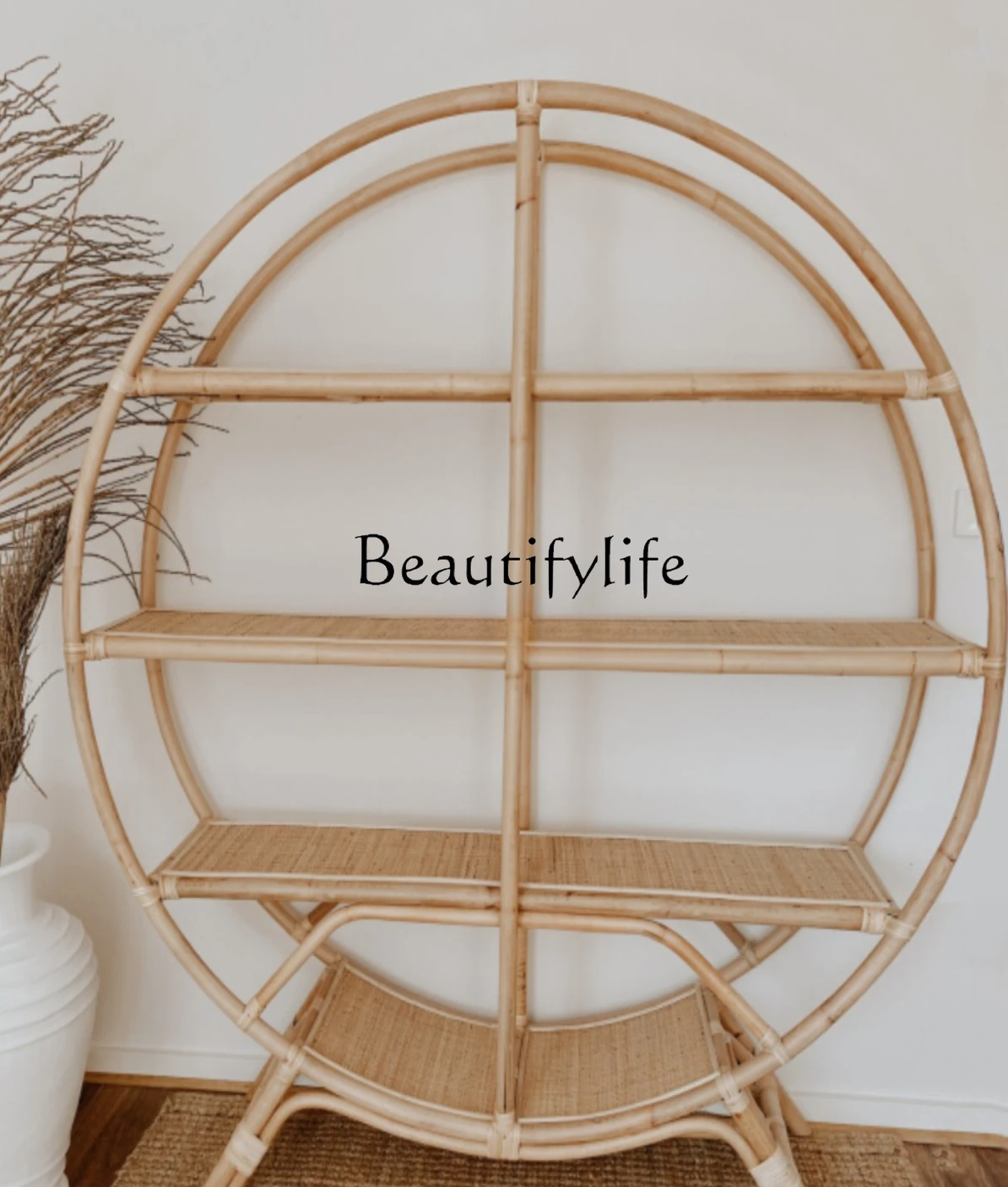 

Rattan Art round Antique Shelf New Chinese Zen Curio Box