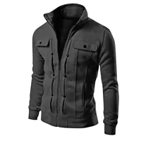 Men's Button Work Jacket Men's Multi Pocket Stand Collar Casual Mountain Jacket Big Jackets Wool Jacket Coat Kindling Jacket - Image 3