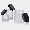 Wholesale 2oz 4oz 8oz Frosted Glass Straight Sided Jar with Silver/Black/Gold Screw Lid for Candle Jar Food Storage Clear Jar 4