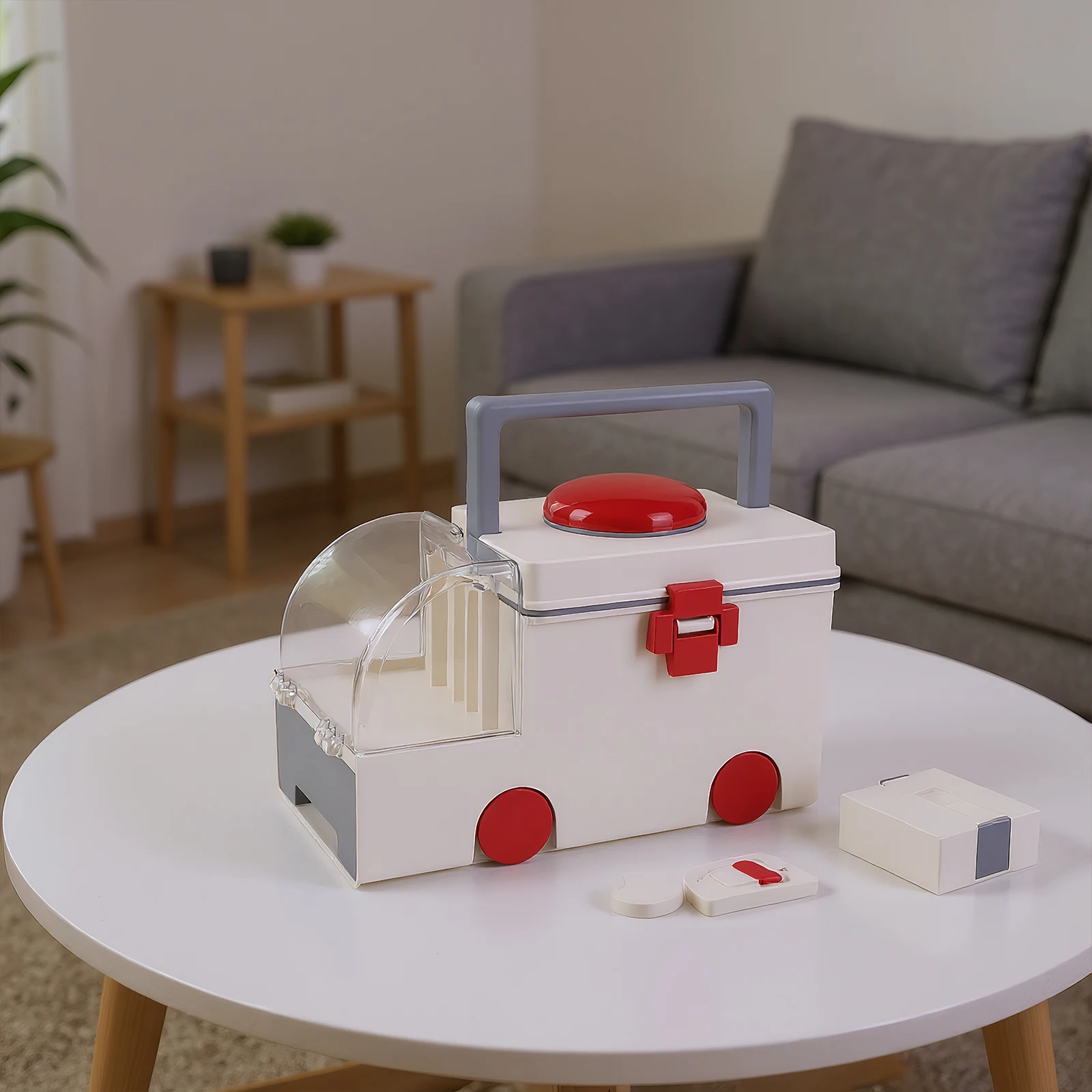 Car-Shaped Household Medicine Box Large Capacity Portable Storage Box Wear Resist Home Medicine Organizer for Room Decor