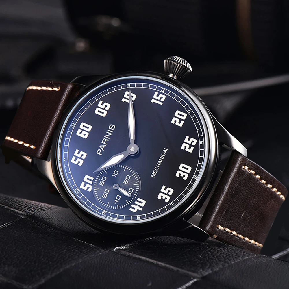 2025 Parnis 44mm Cassa nera Orologio da uomo Top Luxury Brand