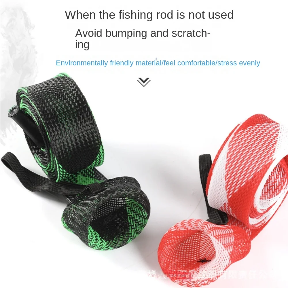 Fishing Spinning Rod Socks Braided Mesh Rod Sleeve Cover Protector Pole  Gloves