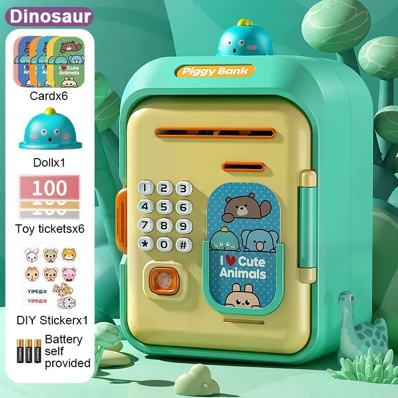 Savings Bank New Year Gift Fingerprint Password Girl's Savings Bank Family Puzzle Toys 3-6 Years Old