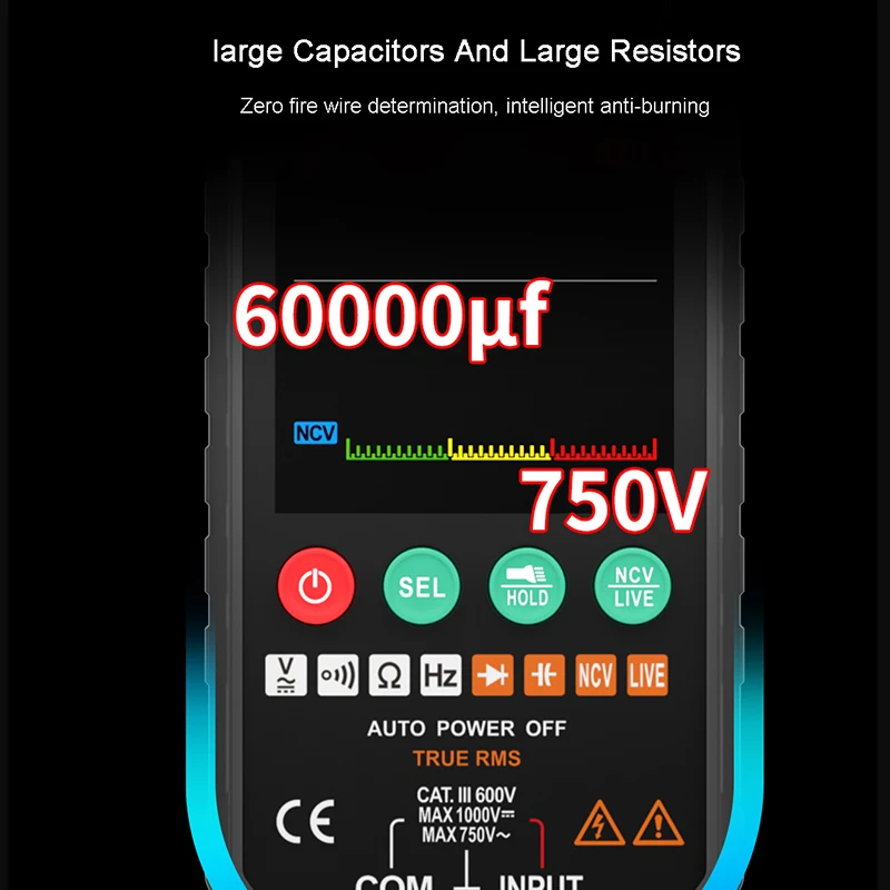 FY107C Digital Profesional Smart AC DC Voltage Auto Range Temp Capacitance ohm NCV True RMS Multimeters tester Tools