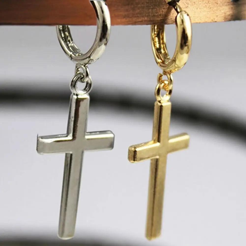 Drop Earrings Cross Earrings Exquisite Cross Shape Drop Earrings Smooth Surface