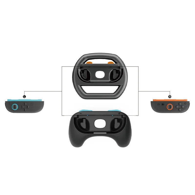4 IN 1 Racing Steering Wheels and Hand Grips HBS-2870 for Switch 2 Gamepad Handle ,Left&Right Controller Bracket Stand Holder