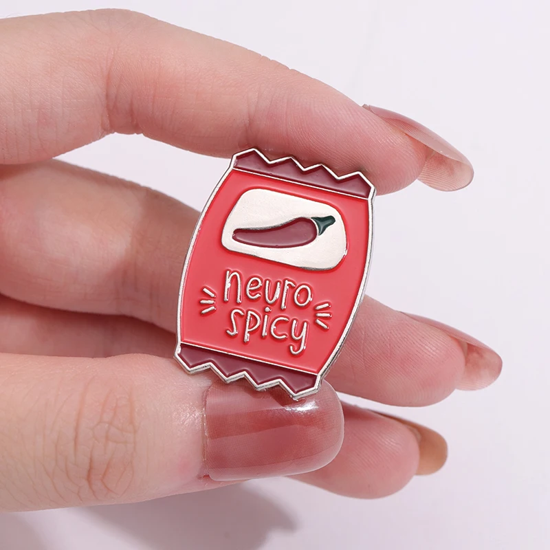 Neuro Spicy Sauce Packet Brooch Enamel Pin Mental Health Awareness Custom Gift Accessories Women Men Sweater Lapel Jewelry