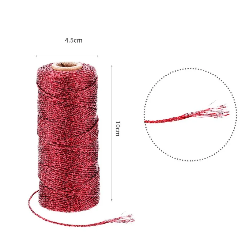 Metallic bakers twine string 1mm 100 meters for DIY crafts packing materials decorative wrapping gold silver cords thread